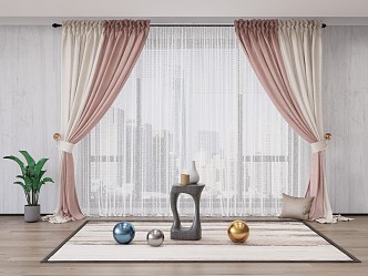 Modern Curtain Fabric Curtain 3d model