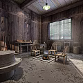 Traditional Chinese Cultural Center Interior With Wooden Furniture Bamboo Crafts And Vintage Decorations