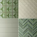 Stylish Wainscoting Designs with Scalloped Vertical Herringbone Patterns in Green and Beige Tones