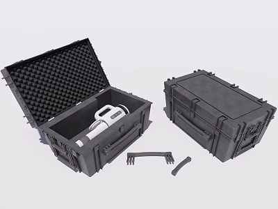 Open And Closed Durable Hardware Tools Storage Cases With Protective Foam Accessories 3d model