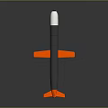 Aerodynamic Military Missile With Gray Body White Nose Cone And Orange Fins