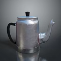 Silver Stainless Steel Kettle with Black Handle and Lid for Daily Use