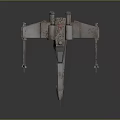 Vintage Weathered Starfighter Model With Red Markings Multiple Engines And Wings
