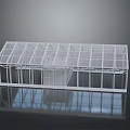 Modern Glass Greenhouse Structure With White Frame Transparent Glass And Reflective Base