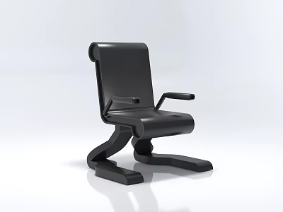 Sleek Black Modern Single Chair With Armrests And Ergonomic Sturdy Base 3d model