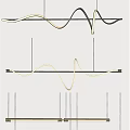 Modern Wave Design Chandelier With LED Light Strips And Metal Frame
