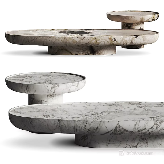 Modern Marble Coffee Table With Round Top And Unique Base Design 3d model 