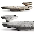 Modern Marble Coffee Table With Round Top And Unique Base Design 3d model