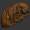 Hand Carved Insect Like Sculpture With Brown Orange Texture And Artistic Details