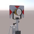 Tripod Mounted Commercial Equipment With Red Triangle Panels And Circular Lens