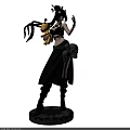 Gothic Character Figure With Long Black Hair Black Outfit Yellow Doll And Skull Details