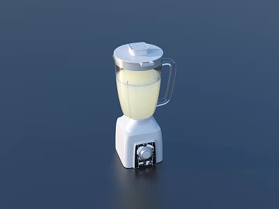 Other White Blender With Transparent Jar Yellow Liquid Silver Lid And Black Control Knob 3d model