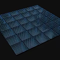 Blue Stage With Grid Pattern Square Panels And Illuminated Holes On Black Background 3d model