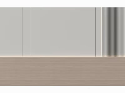 Modern Bedroom Accent Wall Design With Gray Tones Vertical Stripes And Wooden Panel 3d model