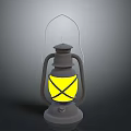 Gray Lantern With Wire Handle And Yellow Crossed Line Shade On Dark Gradient Background