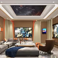 Modern KTV Interior Design With Large Screens Comfortable Seating And Decorative Lights 3d model
