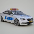 White Driving Test Functional Vehicle With Roof Warning Light And Blue Markings