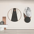 Modern Wall Decor with Geometric Shapes and Tree Pattern in Black White Copper Design 3d model