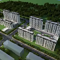 Modern High Rise Residential Buildings With Green Surroundings and Tree Areas