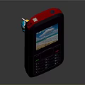 Old Feature Mobile Phone With Keypad And Scenic Screen Display Blue Sky White Cloud Beach