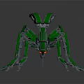 Green Mechanical Spider Robot Character With Multiple Legs And Tech Design 3d model