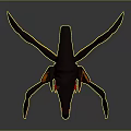 Mythical Spider Creature With Black Orange Body And Glowing Red Limbs