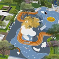Residential Garden Landscape Design With High Rise Buildings Green Plants And Walkways
