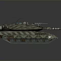 Modern Military Tank With Camouflage Paint Large Cannon And Metal Tracks