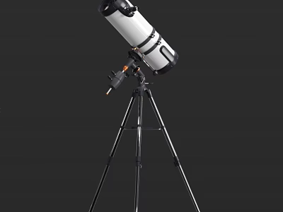 Commercial Telescope Equipment with Professional Tripod Stand High Precision White Black Body Orange Accents 3d model