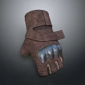Durable Brown Leather Glove With Metal Armor For Daily Household Use