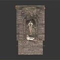 Intricate Stone Sculpture with Carved Figure on Detailed Architectural Stone Structure