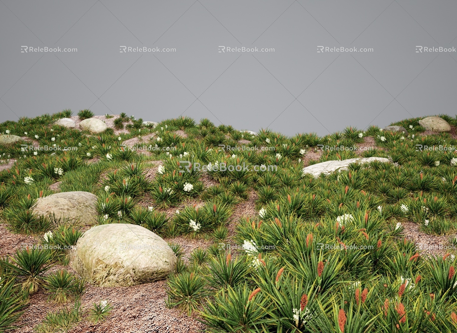 Modern Grassland Shrubs Grass Green Plant Shrubs 3d model