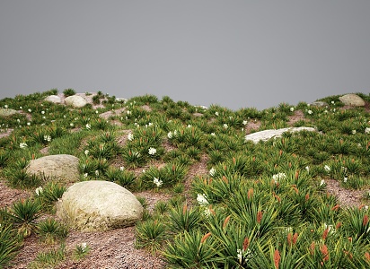 Modern Grassland Shrubs Grass Green Plant Shrubs 3d model