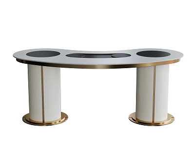 Modern Tea Table and Chairs with Wooden Top and Metal Frame in Contemporary Design 3d model