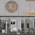 Modern Beauty Hair Salon Interior Design With Pendant Lights Tables Bookshelves And Chalkboard Menu