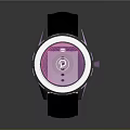 Modern Smartwatch With Black And Pink Strap Purple Glowing Dial Circuit Pattern