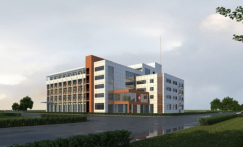 modern hospital building 3d model