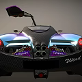 Iridescent Purple Supercar With Scissor Doors Open Orange Interior And Carbon Fiber Accents