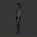 A Stylish Woman In Gray Jacket Blue Jeans And Black Boots With Hand On Hip