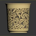 Artistic Golden Cup Featuring Intricate Floral Carvings And Detailed Sculptural Design