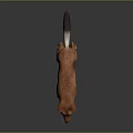 Realistic Brown Dog With Pointed Ears And Dark Tipped Tail Standing On Dark Background Reflection