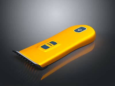 Yellow Electric Hair Trimmer With Button And Sharp Blade For Personal Grooming 3d model
