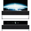 Large Screen Smart TV Displaying Stunning Earth View With Soundbar And Sleek Stand