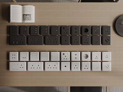 Switch Panels Arrangement Display With Various Designs 3d model