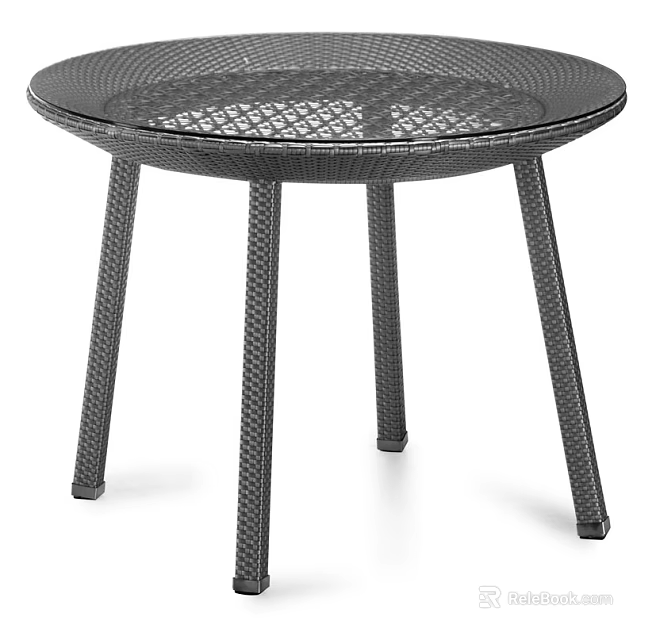 Black Woven Texture Coffee Table With Modern Design And Sturdy Legs 3d model