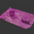 Rustic Scene Component With Worn Surface Metal Bucket Stump And Colorful Spots