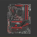 High Performance Gaming Computer Motherboard With Red Black Design Components Slots And Heat Sinks 3d model