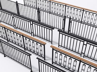 Modern guardrail wrought iron guardrail 3d model