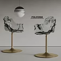 Modern Bar Counter Interior Design With POLIFORM Clear Acrylic Bar Stools And Gold Base
