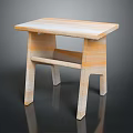 Simple Modern Wooden Stool With Light Wood Color And Rectangular Seat Design 3d model